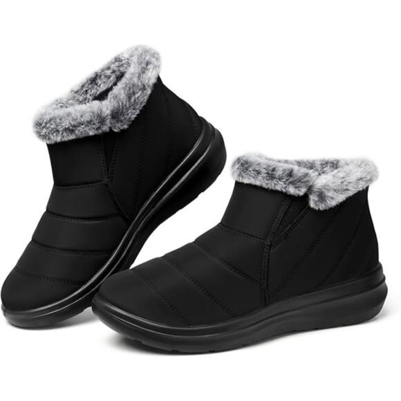 Womens Winter Boots Waterproof Snow Ankle Fur Lined Slip On Warm Insulated Shoes - Picture 7 of 7